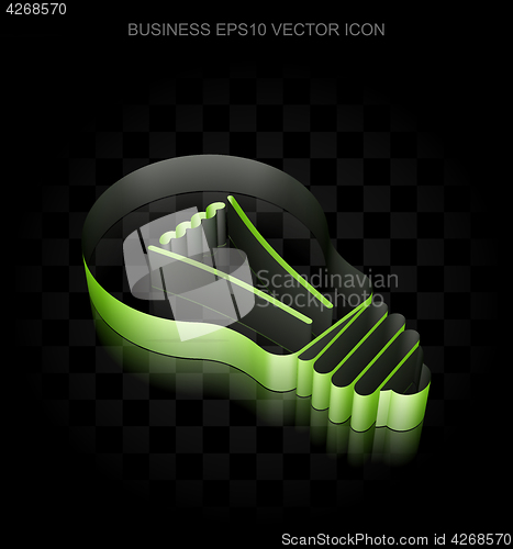 Image of Business icon: Green 3d Light Bulb made of paper, transparent shadow, EPS 10 vector.