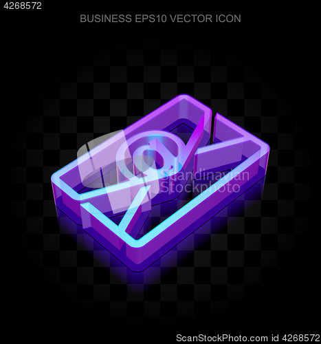 Image of Business icon: 3d neon glowing Email made of glass, EPS 10 vector.