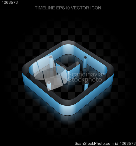 Image of Timeline icon: Blue 3d Watch made of paper, transparent shadow, EPS 10 vector.