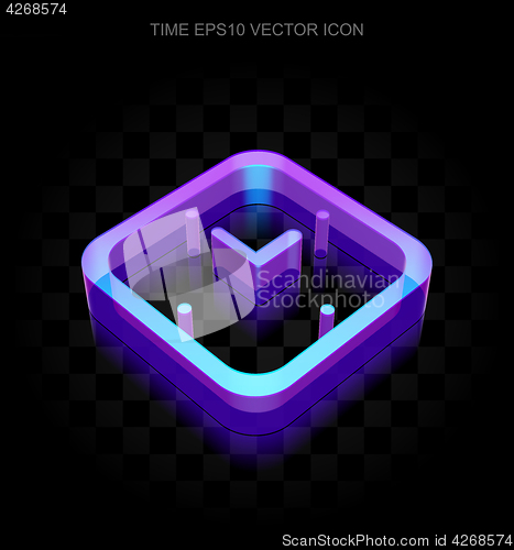 Image of Time icon: 3d neon glowing Watch made of glass, EPS 10 vector.