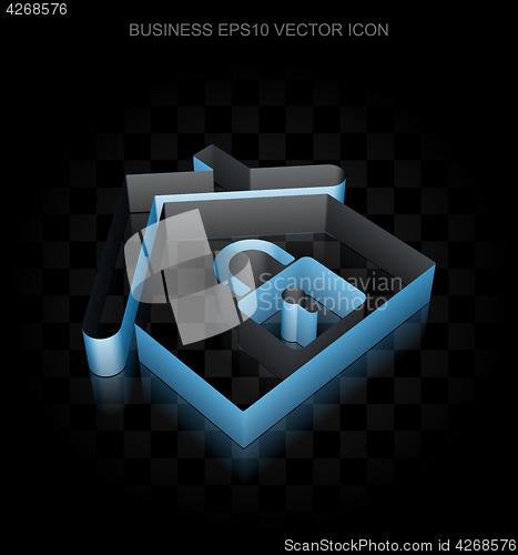 Image of Business icon: Blue 3d Home made of paper, transparent shadow, EPS 10 vector.