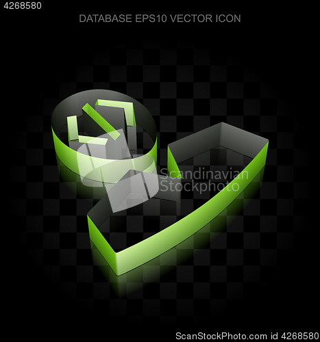 Image of Programming icon: Green 3d Programmer made of paper, transparent shadow, EPS 10 vector.