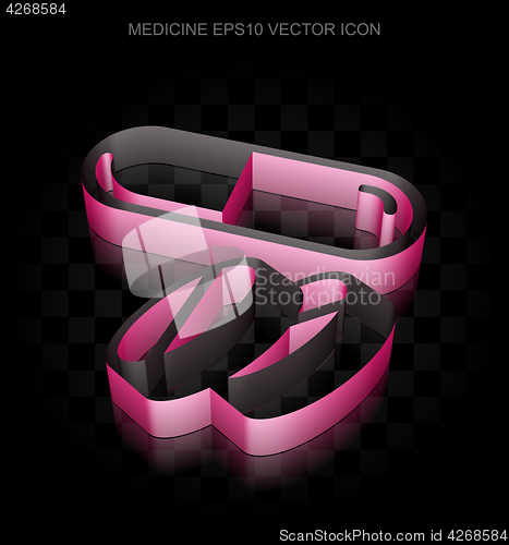 Image of Health icon: Crimson 3d Pills made of paper, transparent shadow, EPS 10 vector.