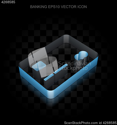 Image of Banking icon: Blue 3d Credit Card made of paper, transparent shadow, EPS 10 vector.