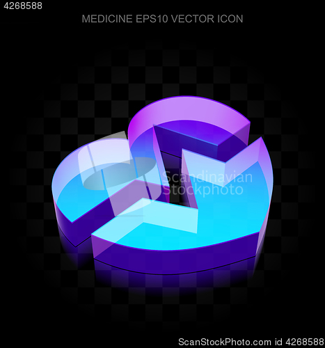 Image of Medicine icon: 3d neon glowing Heart made of glass, EPS 10 vector.