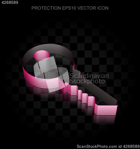 Image of Privacy icon: Crimson 3d Key made of paper, transparent shadow, EPS 10 vector.