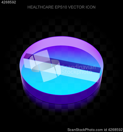 Image of Health icon: 3d neon glowing Pill made of glass, EPS 10 vector.