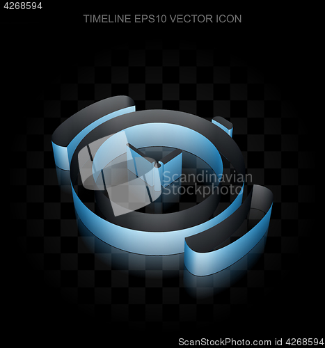 Image of Timeline icon: Blue 3d Hand Watch made of paper, transparent shadow, EPS 10 vector.