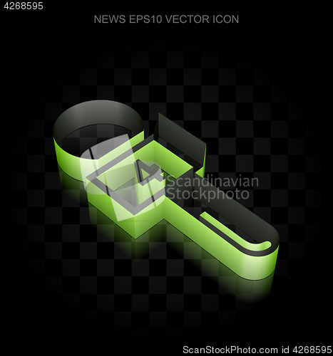 Image of News icon: Green 3d Microphone made of paper, transparent shadow, EPS 10 vector.