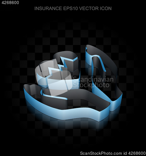 Image of Insurance icon: Blue 3d Heart And Palm made of paper, transparent shadow, EPS 10 vector.