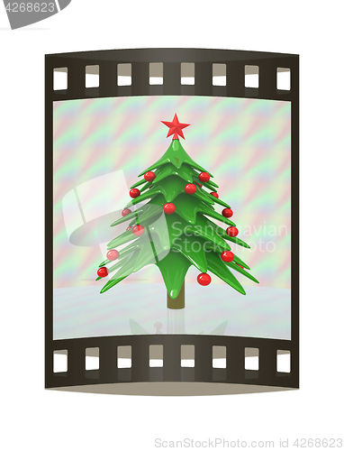 Image of Christmas tree. 3d illustration. The film strip