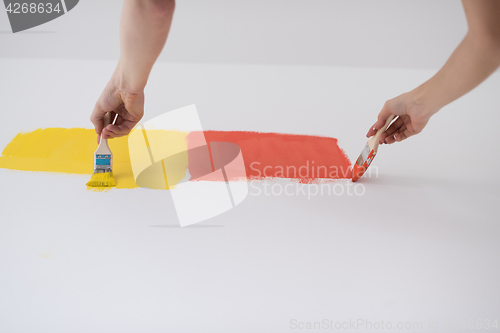 Image of couple painting interior wall