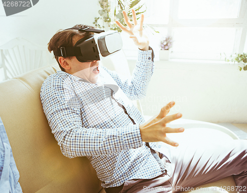 Image of The man with glasses of virtual reality. Future technology concept.