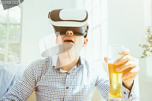 Image of The man with glasses of virtual reality. Future technology concept.