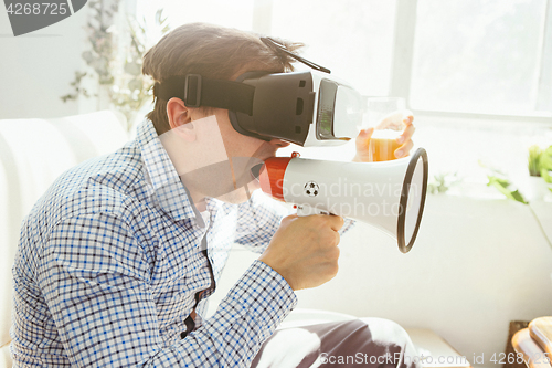 Image of The man with glasses of virtual reality. Future technology concept.