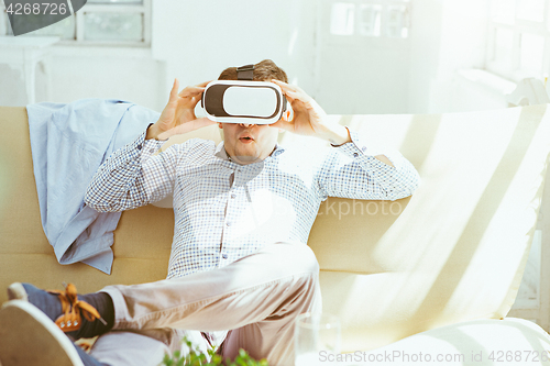 Image of The man with glasses of virtual reality. Future technology concept.