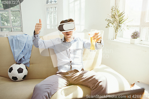 Image of The man with glasses of virtual reality. Future technology concept.