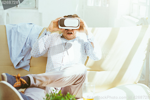 Image of The man with glasses of virtual reality. Future technology concept.