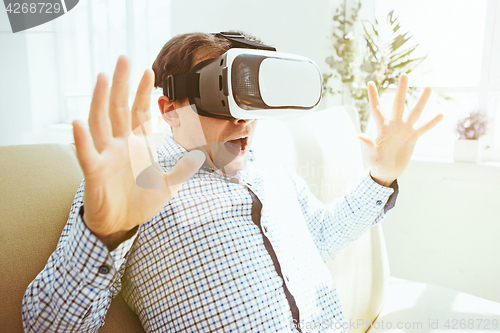 Image of The man with glasses of virtual reality. Future technology concept.