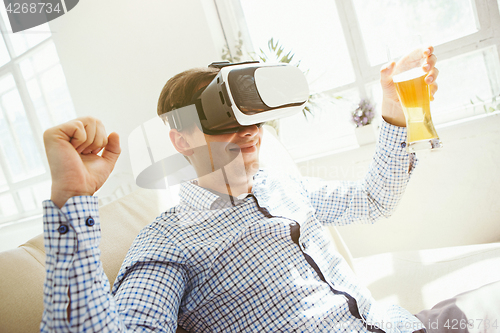 Image of The man with glasses of virtual reality. Future technology concept.