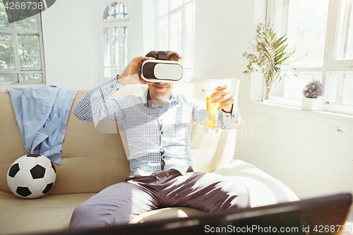 Image of The man with glasses of virtual reality. Future technology concept.