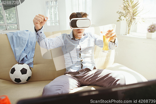 Image of The man with glasses of virtual reality. Future technology concept.