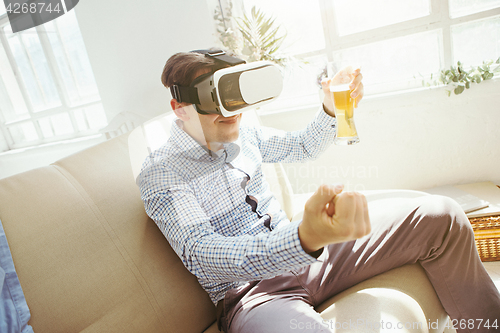 Image of The man with glasses of virtual reality. Future technology concept.