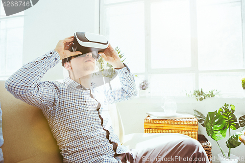 Image of The man with glasses of virtual reality. Future technology concept.