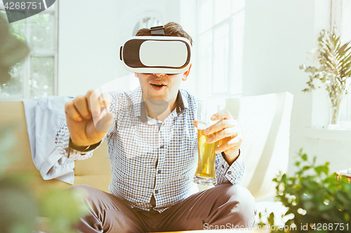 Image of The man with glasses of virtual reality. Future technology concept.