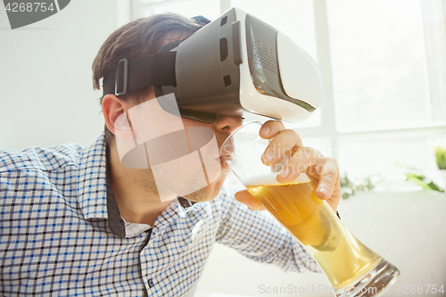 Image of The man with glasses of virtual reality. Future technology concept.