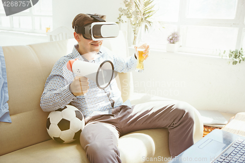 Image of The man with glasses of virtual reality. Future technology concept.