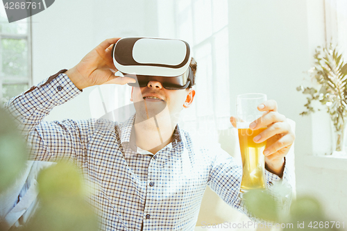 Image of The man with glasses of virtual reality. Future technology concept.