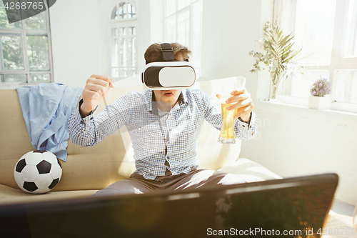 Image of The man with glasses of virtual reality. Future technology concept.