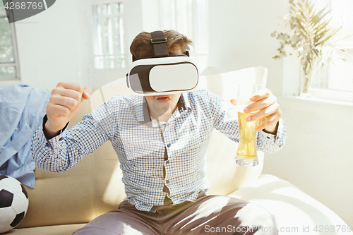 Image of The man with glasses of virtual reality. Future technology concept.