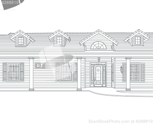 Image of Custom Black Pencil House Drawing on White Background.