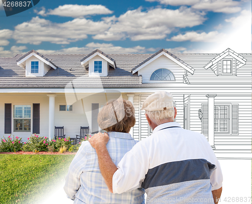 Image of Senior Couple Looking At New House Drawing Gradating Into Photog