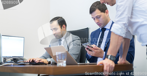 Image of Corporate businessteam working in modern office.