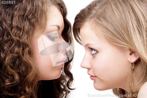 Image of Two sexy beauty young women. Isolated 1
