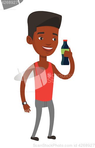 Image of Young man drinking soda vector illustration.