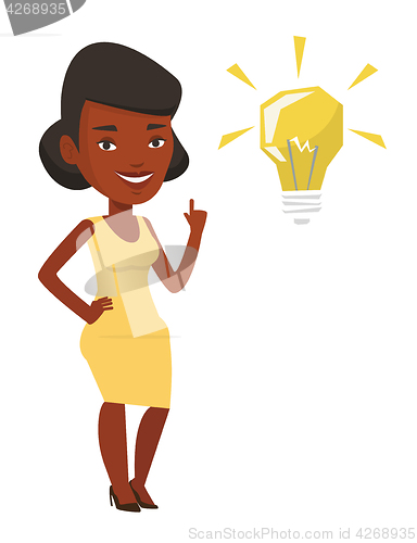 Image of Student pointing at light bulb vector illustration