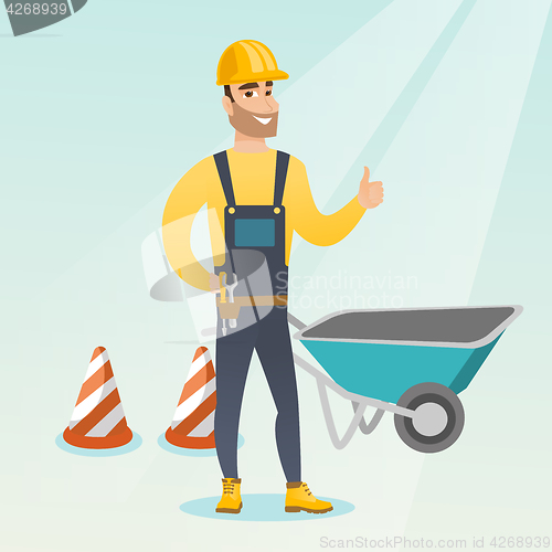 Image of Builder giving thumb up vector illustration.