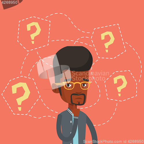 Image of Young businessman thinking vector illustration.