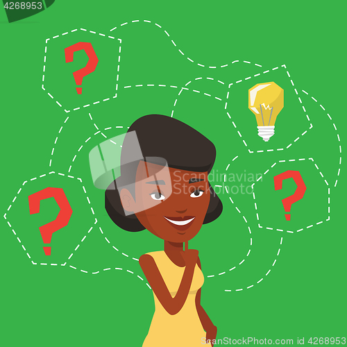 Image of Woman having business idea vector illustration.