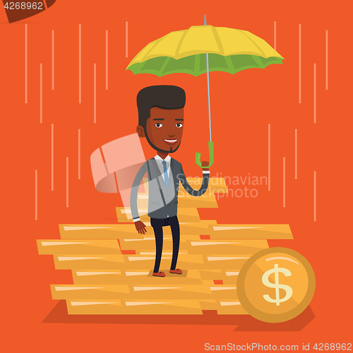 Image of Businessman insurance agent with umbrella.