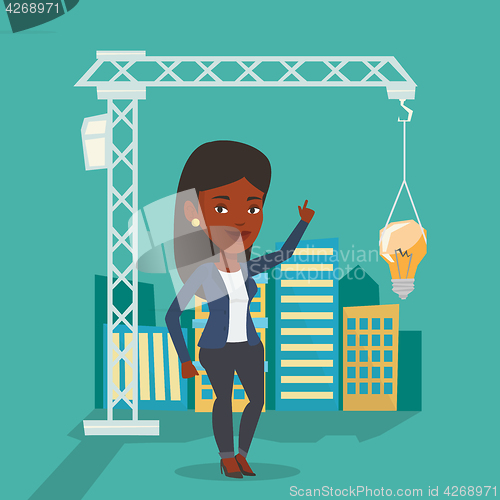 Image of Woman having business idea vector illustration.