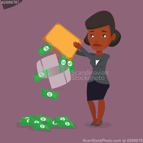 Image of Bankrupt shaking out money from his briefcase.