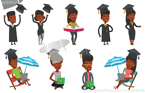 Image of Vector set of student characters.