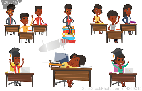 Image of Vector set of student characters.