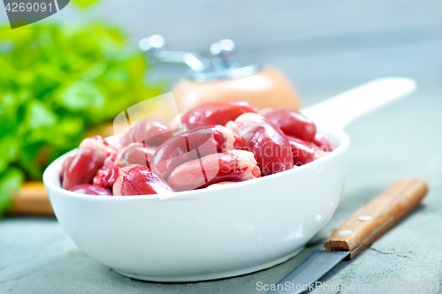 Image of raw chicken hearts