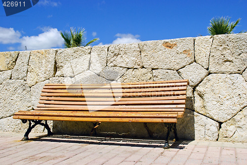 Image of Wooden Slatted Bench Seat